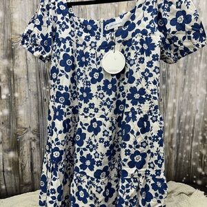 Lost + Wander Blue Floral Tiered Dress Size Small